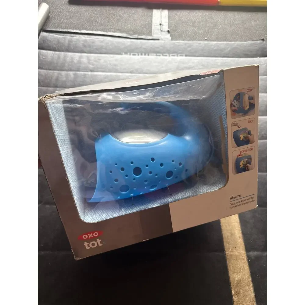 NEW OXO Tot Whale Bath Toy Scoop Water Play Organizer Blue